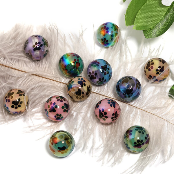 Wholesale Acrylic black cat paw print bead