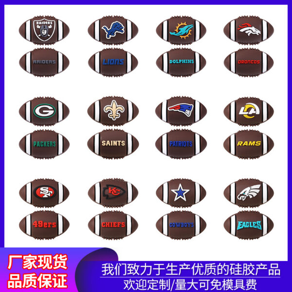Wholesale Football Team Logo 3D Silicone Beads Focal Beads