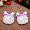 oly-49cc65cf85e1da1e148ba2bd564b2f64 Wholesale Cross-Border New Bow Painted Pumpkin Pendant Earrings Wooden Double-Sided Thanksgiving Christmas New Year Gift
