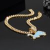 Wholesale Blue Lion Hip Hop Cuban Chain Necklace