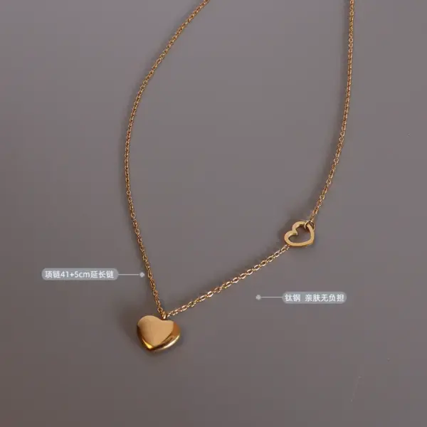 Wholesale PVD Coated Real Gold Plated 18K Gold Heart 304 Stainless Steel Waterproof Non Tarnish 304 Stainless Steel Necklace