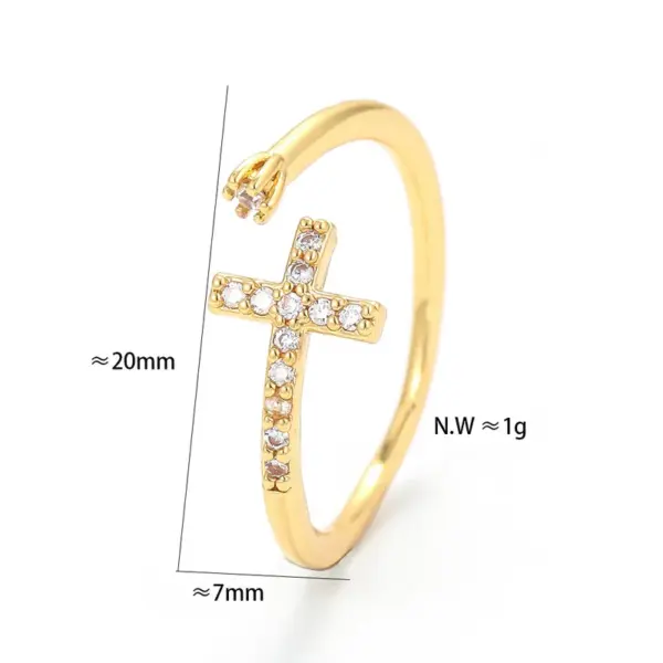 Wholesale Fashion Simple Open Cross Inlaid Zircon Copper Ring Wholesale Nihaojewelry
