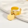 304 Stainless Steel Solid Color PVD Coated 14K Gold Plated 18K Gold Plated Retro Simple Style Roman Style Waterproof Non Tarnish Gold Silver Charm Rings