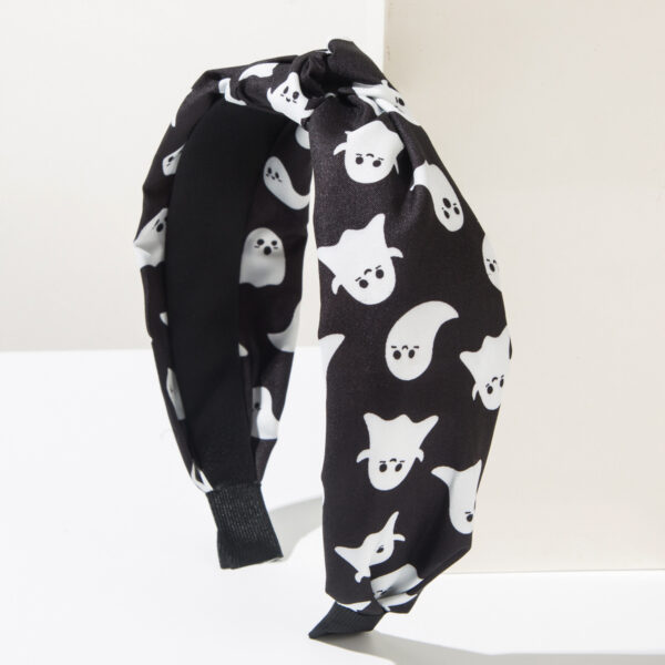 Wholesale New Halloween Element Ghost Skull Star and Moon Head Printed Fabric Headband Trendy Fashion Holiday Party Hair Accessories