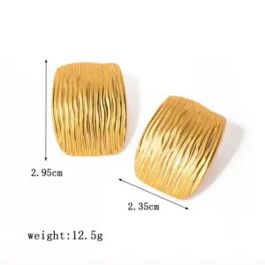 【XKE0129】Geometric Striped Earrings / Gold