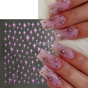 Wholesale Nail Art Stickers Sparkling Four-Pointed Star Fairy Nail 3D Adhesive Stickers