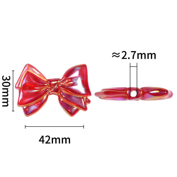 Wholesale Acrylic Fine Flash Gold Bow Beaded Double Tie Beads Mobile Phone Chain Keychain DIY Jewelry Accessories