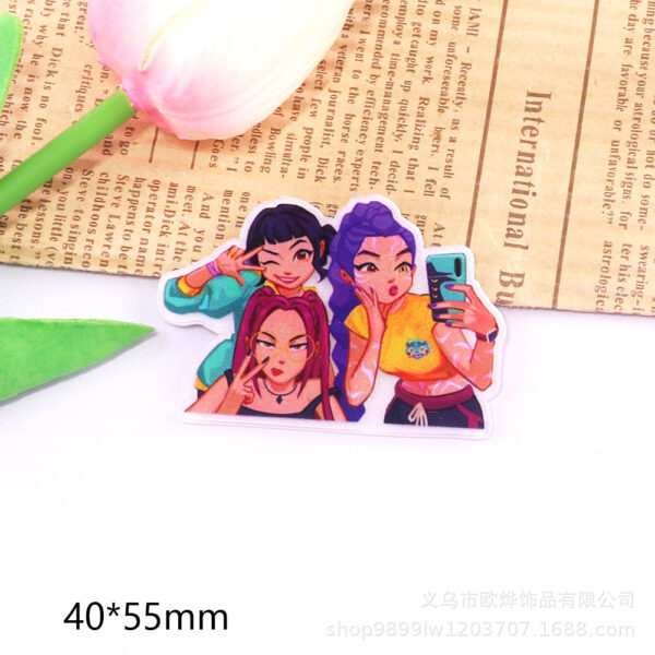 Wholesale 10pcs/pack Cute Cartoon Girl Accessories Acrylic Brooches & DIY Accessories