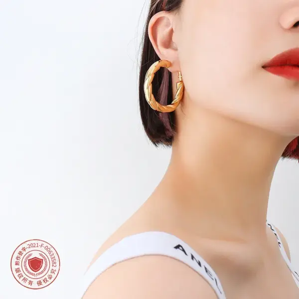 PVD Coated Real Gold Plated 18K Gold Geometric 304 Stainless Steel Simple Style Waterproof Non Tarnish Earrings