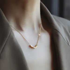Wholesale PVD Coated Real Gold Plated 18K Gold Solid Color 304 Stainless Steel Vintage Style Waterproof Non Tarnish 304 Stainless Steel Necklace