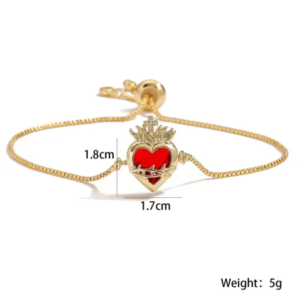 Wholesale Jewelry Vintage Style Classic Style Heart Shape Copper Zircon 18K Gold Plated Bracelets Box Chain