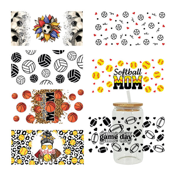 Wholesale UV Transfer Paste Glass Crystal Label 16oz Cup UV DTF Wraps 23cmX11cm