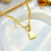 PVD Coated 18K Gold Plated Square 304 Stainless Steel Korean Style Waterproof Non Tarnish 304 Stainless Steel Necklace