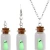Wholesale Halloween Earrings 3D Luminous Ghost Pumpkin Candy Corn Necklace