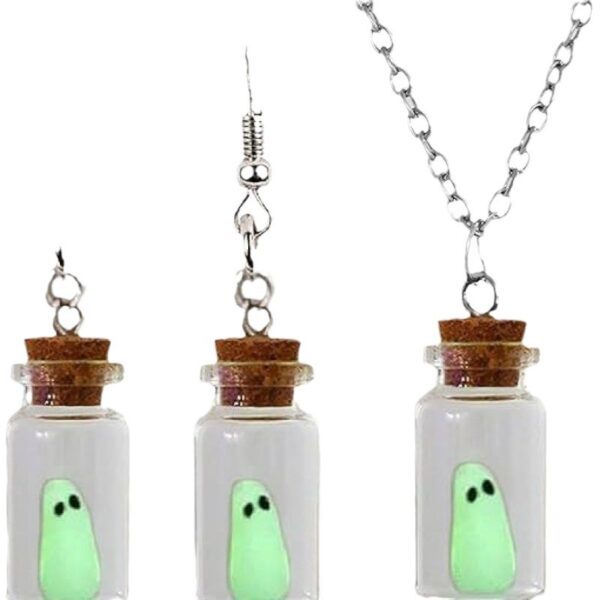 Wholesale Halloween Earrings 3D Luminous Ghost Pumpkin Candy Corn Necklace