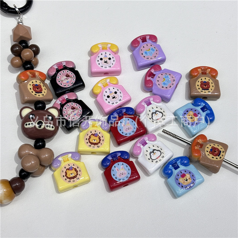 Wholesale Through-hole acrylic painted telephone beads