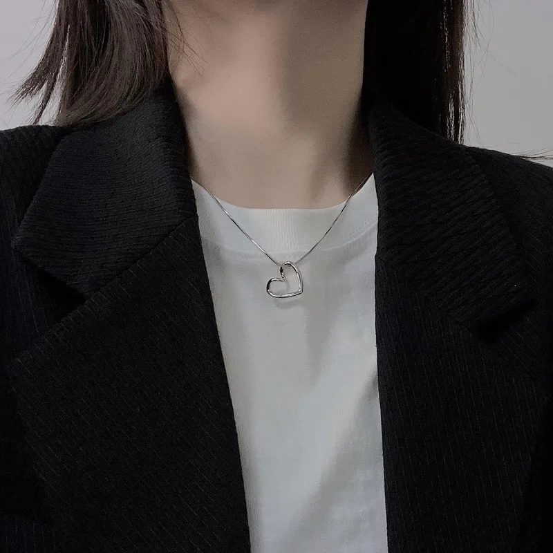 Wholesale Fashion Heart Shape Titanium Steel Plating Pendant Necklace