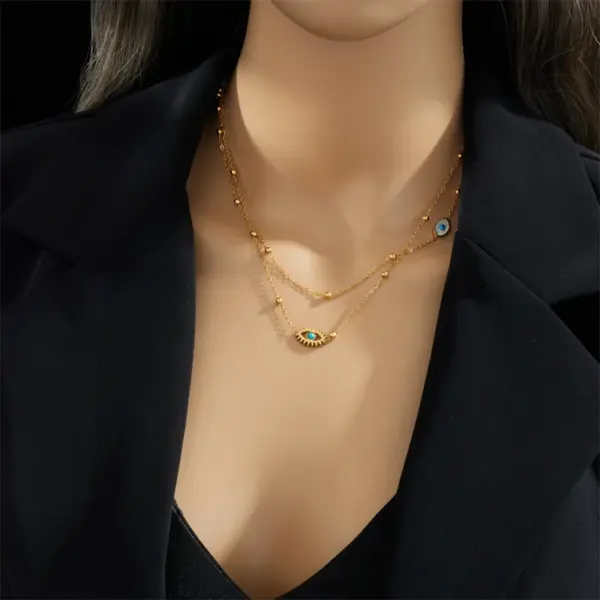 Wholesale Jewelry Fashion Devil'S Eye 304 Stainless Steel 18K Gold Plated Plating Stainless Steel Necklaces