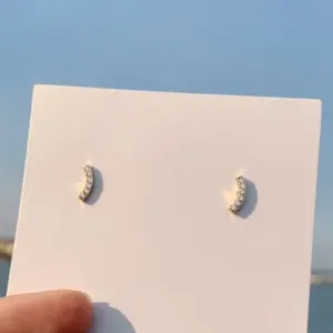 Golden Arc Stud Earrings / 925 Silver Needle