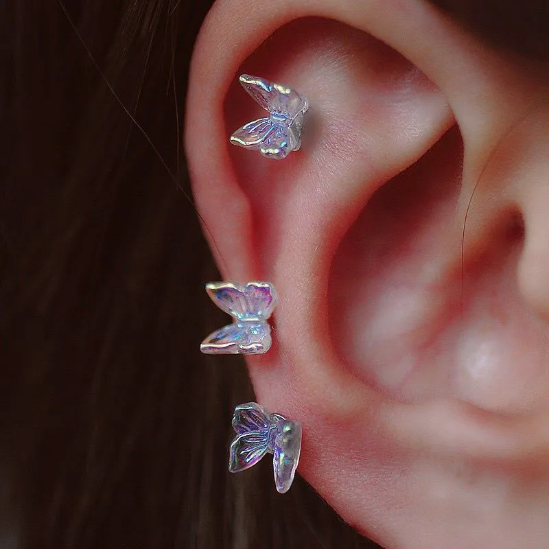 Wholesale Sweet Butterfly Titanium Steel Ear Studs 1 Piece