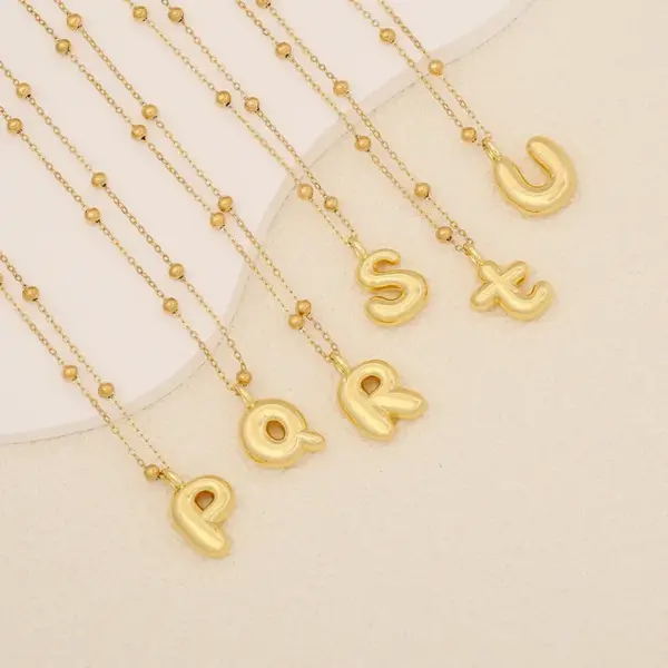 Wholesale Simple Style Letter Stainless Steel Copper Plating 18K Gold Plated Pendant Necklace
