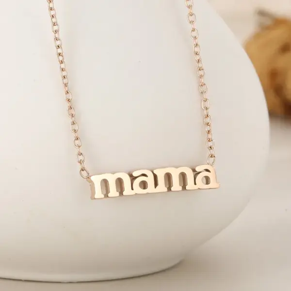 Stainless Steel Solid Color PVD Coated Stone-Free 18K Gold Plated MAMA Simple Style Waterproof Non Tarnish Plating Cable Chain Necklace