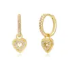 Wholesale 1 Pair Fashion Cross Heart Shape Plating Copper Zircon Dangling Earrings