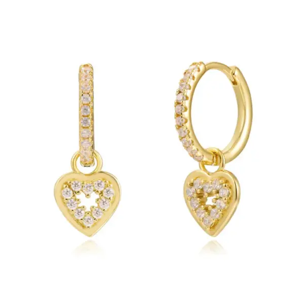 Wholesale 1 Pair Fashion Cross Heart Shape Plating Copper Zircon Dangling Earrings