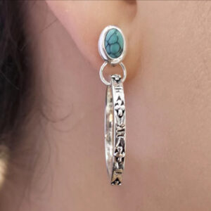 Wholesale European and American cross-border hot-selling fashion bohemian style retro agate and turquoise earrings, niche design earring