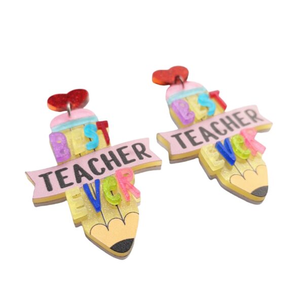 Wholesale Cross-border Acrylic Teachers' Day Graduation Season Opening Season Pencil Color English Letter Holiday Gift Earrings