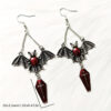 Wholesale Wish Cross-border New Hot Dark Gothic Exaggerated Red Vampire Bat Bloody Magic Mirror Pendant Earrings