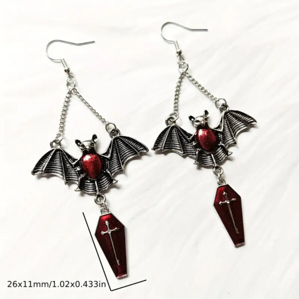 Wholesale Wish Cross-border New Hot Dark Gothic Exaggerated Red Vampire Bat Bloody Magic Mirror Pendant Earrings