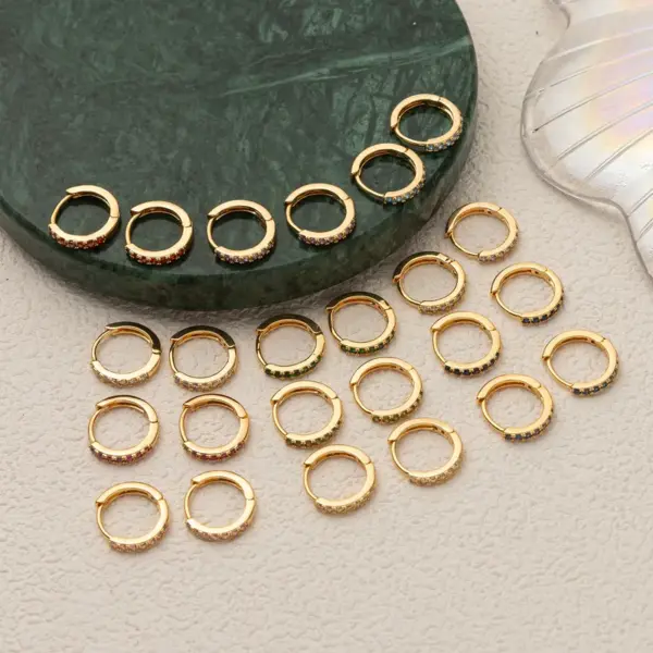 Wholesale 1 Pair Simple Style Classic Style Streetwear Zircon Enamel Inlay Copper Zircon Gold Plated Earrings