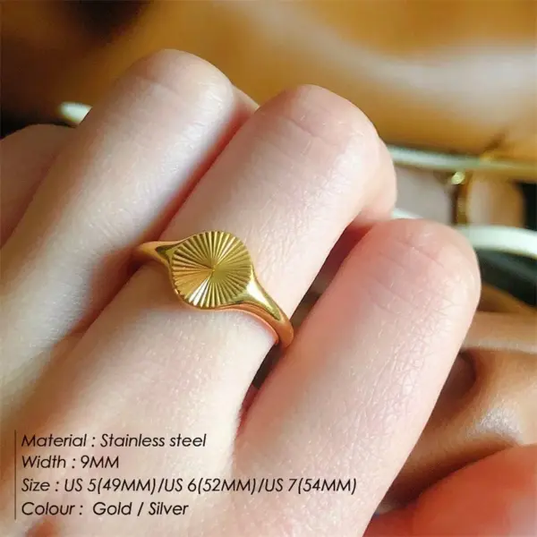 Wholesale PVD Coated 14K Gold Real Gold Plated Geometric Stainless Steel Fashion Waterproof Non Tarnish Rings
