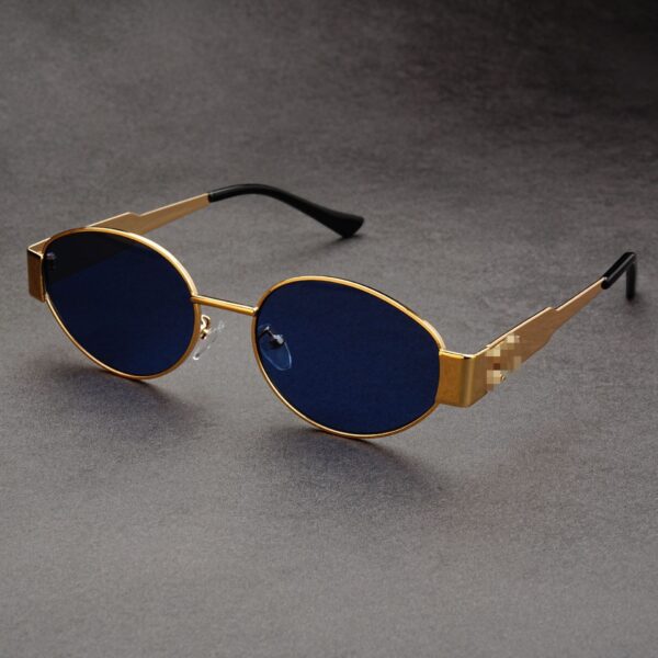 Wholesale Retro Old Money Style Metal Oval Sunglasses Sun Protection High-Level Small Frame Hong Kong Style Concave Style Arc de Triomphe Sunglasses