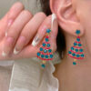 Wholesale Diamond-encrusted Christmas tree earrings