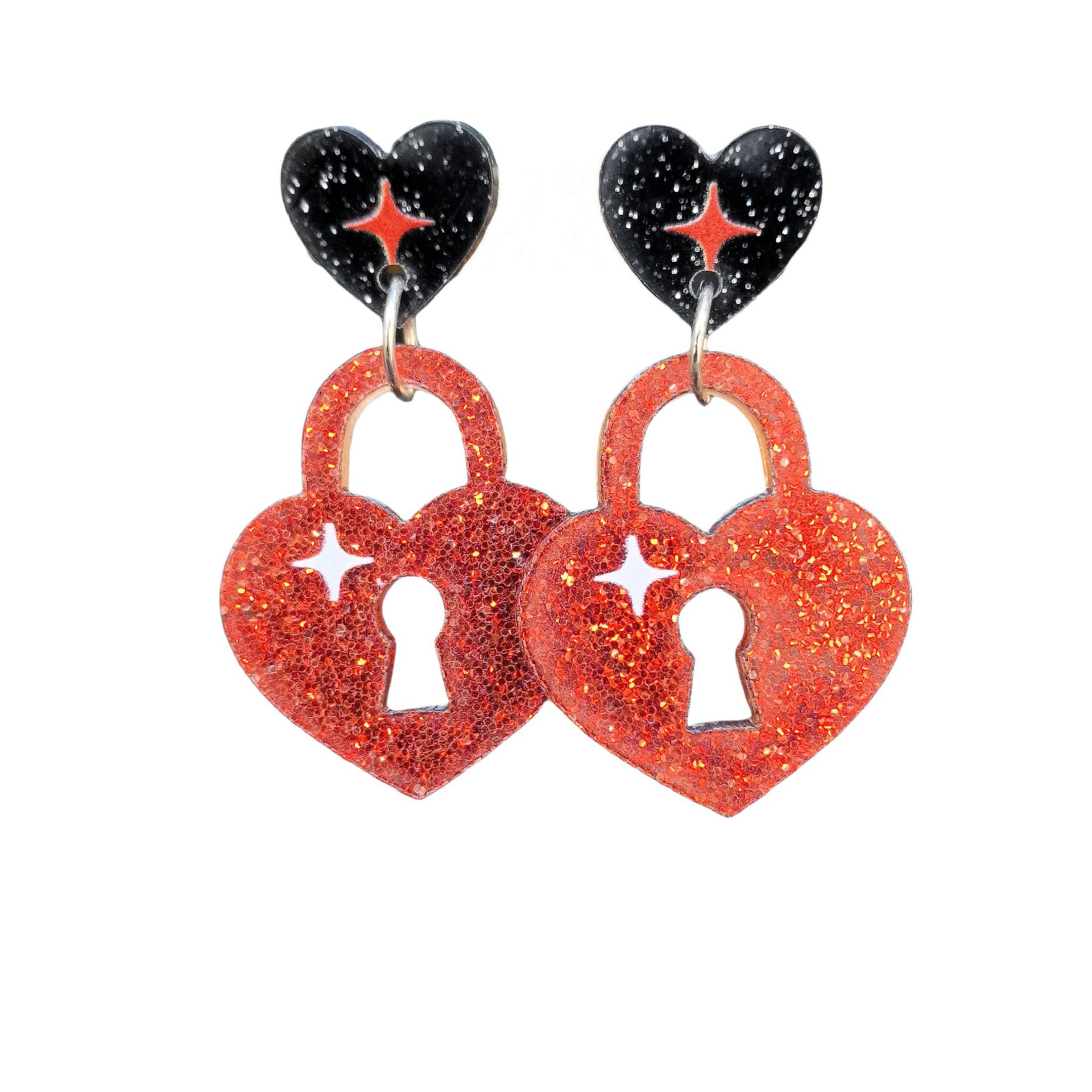 Wholesale Valentine's Day sequined heart acrylic pendant earrings for women
