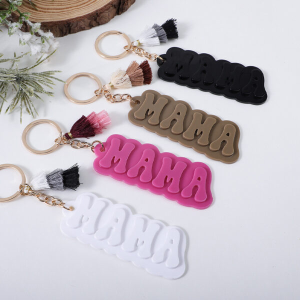 oly-4a226a5d691ab61281d36238d9a5f31c Wholesale Acrylic MAMA Three-layer Tassel Charm Keychain Key