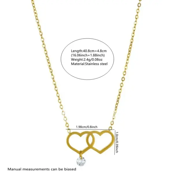 201 Stainless Steel 304 Stainless Steel Heart Shape Ion Plating (IP) Stone-Free 18K Gold Plated Simple Style Waterproof Non Tarnish Regular Chain Silver Pendant Necklace