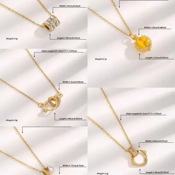 Wholesale Vacuum Plating Real Gold Plated Heart Shape Fish Tail 304 Stainless Steel Simple Style Waterproof Non Tarnish 304 Stainless Steel Necklace