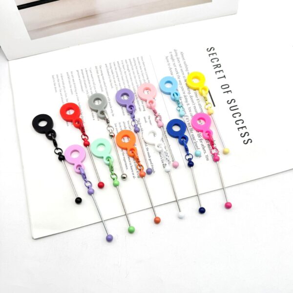 Wholesale New Silicone Keychain Creative DIY Beaded Water Cup Straw 8-10mm Silicone Straw Accessories