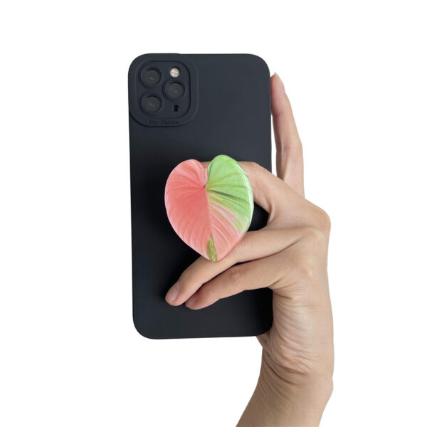 Wholesale Simulation fresh leaf epoxy airbag bracket creative lazy desktop support back sticker retractable Mobile phone bracket