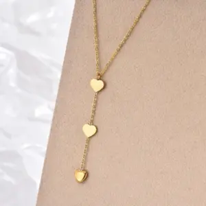 PVD Coated Real Gold Plated Heart Shape Stainless Steel Modern Style Waterproof Non Tarnish 304 Stainless Steel Pendant Necklace