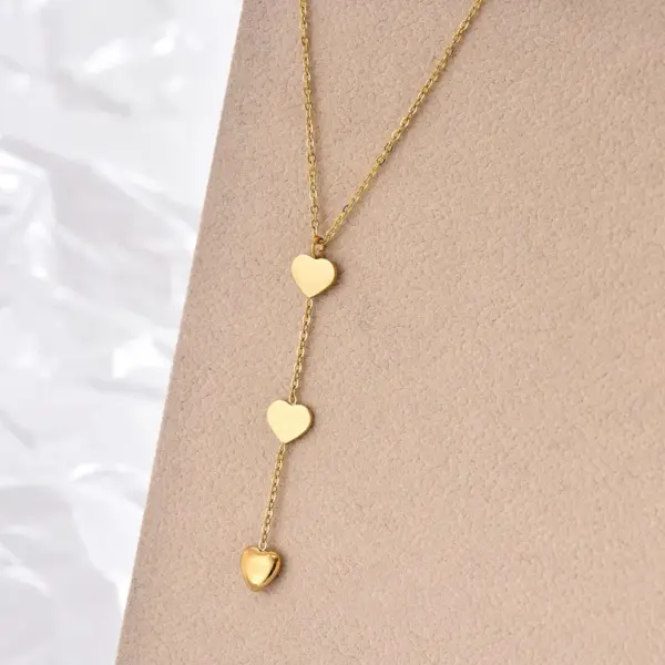 PVD Coated Real Gold Plated Heart Shape Stainless Steel Modern Style Waterproof Non Tarnish 304 Stainless Steel Pendant Necklace