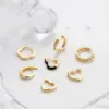 1 Piece Ear Cartilage Rings & Studs Korean Style Round Heart Shape Copper Inlay Zircon