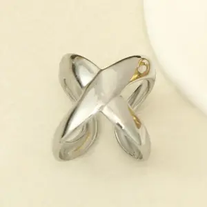 X-Shaped Cross Open Ring-Steel Color