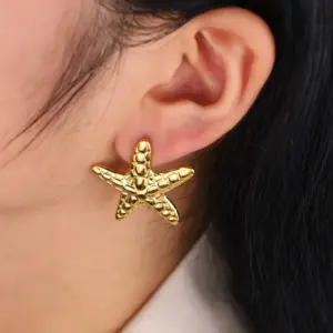 PVD Coated 18K Gold Real Gold Plated Starfish 304 Stainless Steel French Style Simple Style Classic Style Waterproof Non Tarnish Ear Studs