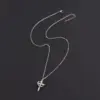 Wholesale New Fashion Vacuum Electroplated 18K Real Gold Gold Silver Micro Pave Zircon Cross Crown Pendant 201 Stainless Steel Chain Women's Necklace