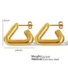 304 Stainless Steel Triangle Croissant Rhombus PVD Coated 18K Real Gold Plated 18K Gold Elegant Vintage Style Waterproof Non Tarnish Pleated Gold Silver Ear Studs