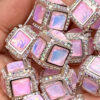 oly-4a369a54362c58269553950620c1db92 Wholesale Water Cube Acrylic ill Ball Straight Hole DIY Beads